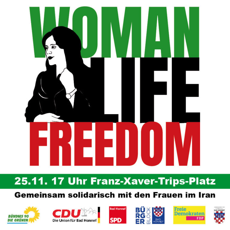 Am 25.11. gemeinsame Kundgebung Frau * Leben * Freiheit